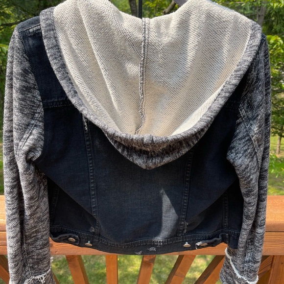Free People Knit Hooded Denim Jacket - Picture 3 of 5